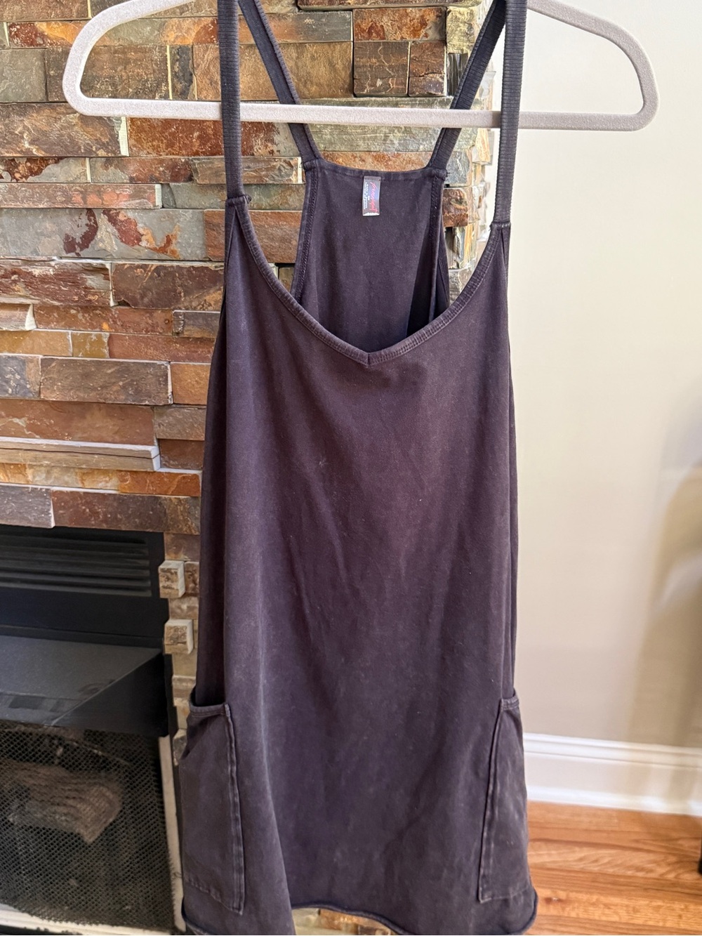 FP Movement Women's Black Sleeveless Slip Dress Romper with Pockets. Size Large